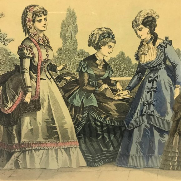 Vintage "Modes de Paris" (Fashions of Paris) Juin 1869 Framed Antique Art Print - Picture 3 of 10